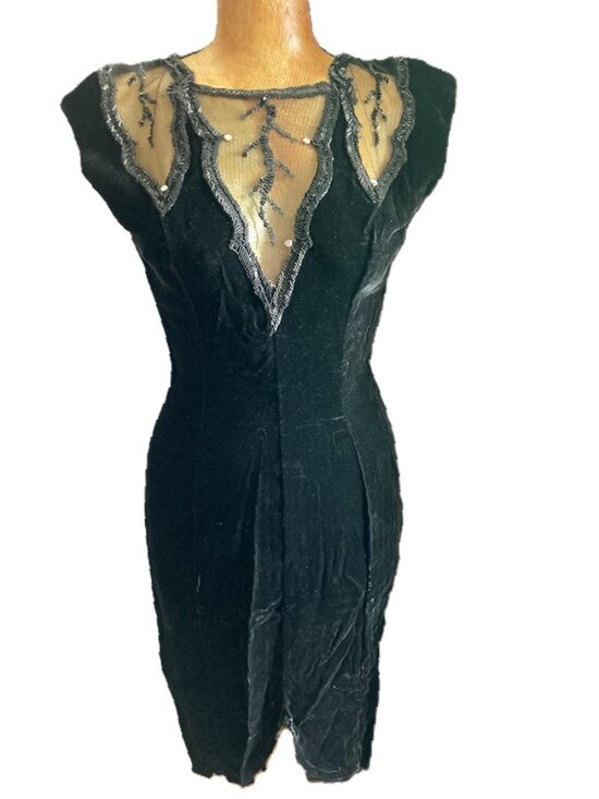 Karen Okada Dresses & Skirts - Karen Okada Climax Vintage Velour Beaded Rhinestone Evening Gown Sz. S